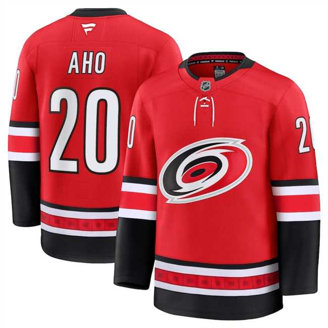 Mens Carolina Hurricanes #20 Sebastian Aho Red 2024-25 Alternate Stitched Hockey Jersey Dzhi